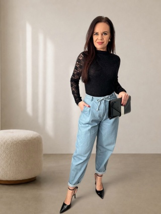 Elegancka koronkowa bluzka Midnight z wiskozą