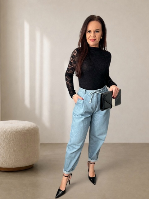 Elegancka koronkowa bluzka Midnight z wiskozą