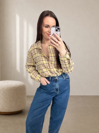 Koszula w kratę Venezia żółta - 80% bawełna