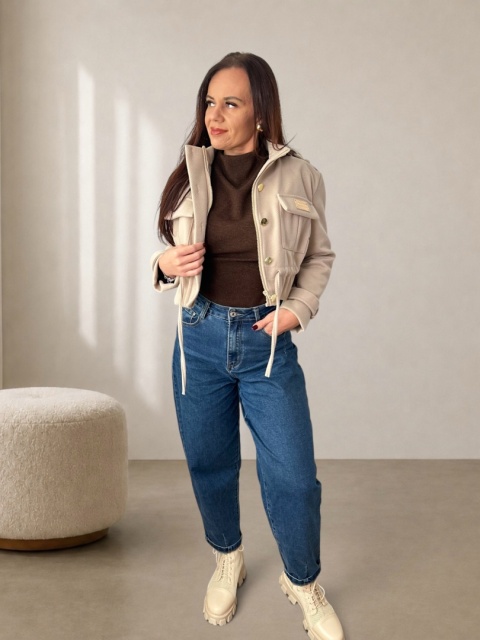 Kurtka AURELIA beżowa - 40% wełny